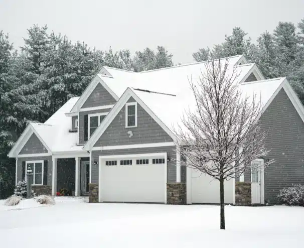 home in winter frost